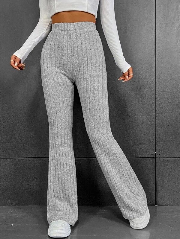 Pantalon gris tiro alto hotsell